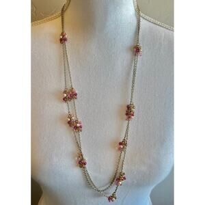 Coldwater Creek Pink White & Purple Scatter Beaded Infinity Necklace